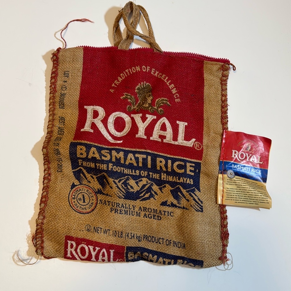 Tote bag new with the tag royal basmati rice burlap material